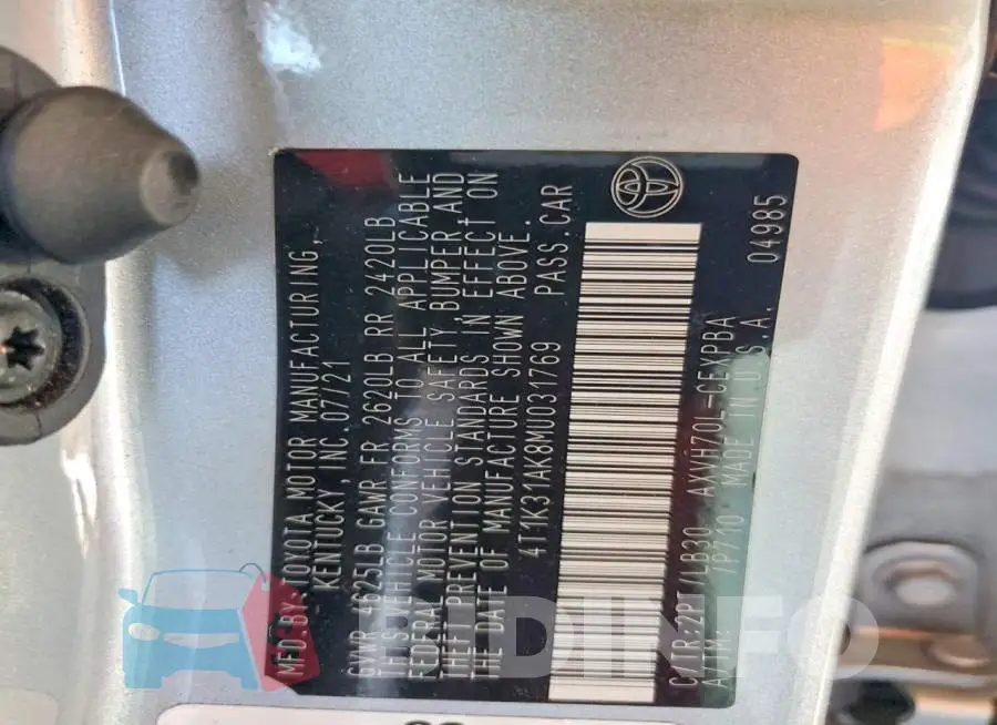 4T1K31AK8MU031769 Photo# 12