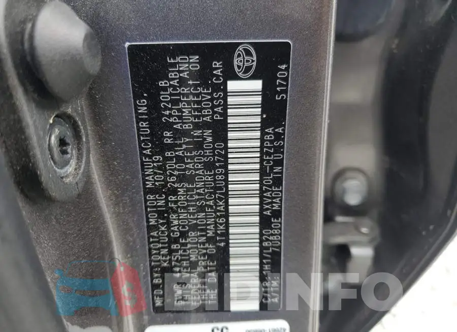 4T1K61AK7LU891720 Photo# 12