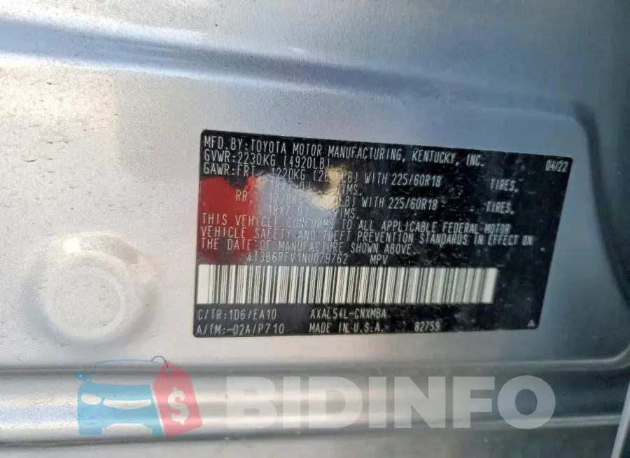 4T3B6RFV1NU079762 Photo# 14