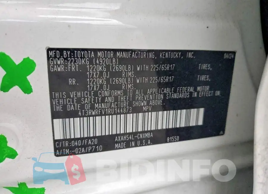 4T3RWRFV1RU144873 Photo# 14