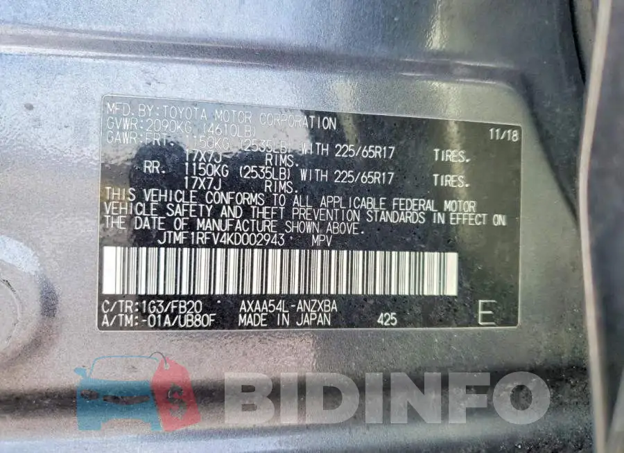 JTMF1RFV4KD002943 Photo# 14