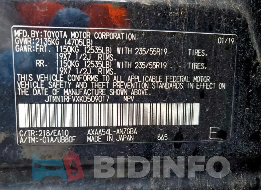 JTMN1RFVXKD509017 Photo# 13