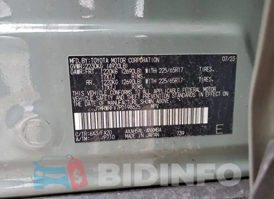 JTMRWRFV7PD198625 Photo# 13