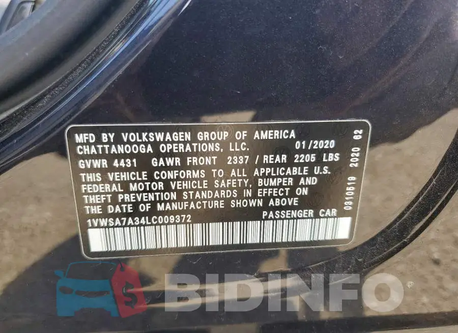 1VWSA7A34LC009372 Photo# 12