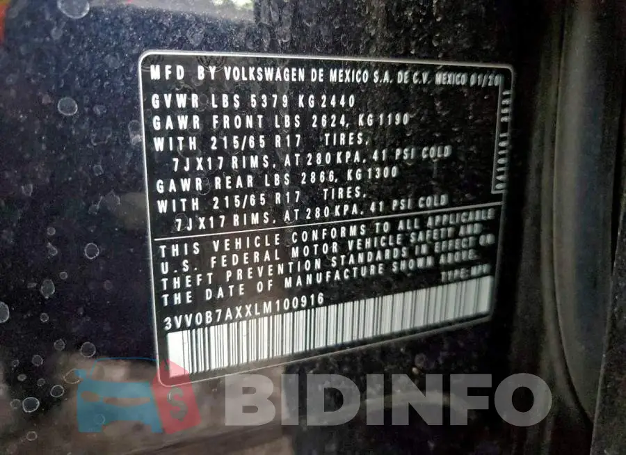 3VV0B7AXXLM100916 Photo# 12