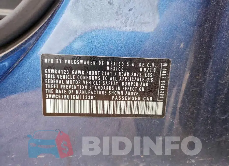 3VWC57BU1KM113301 Photo# 13