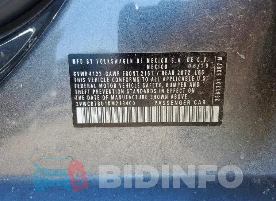 3VWCB7BU1KM218400 Photo# 12