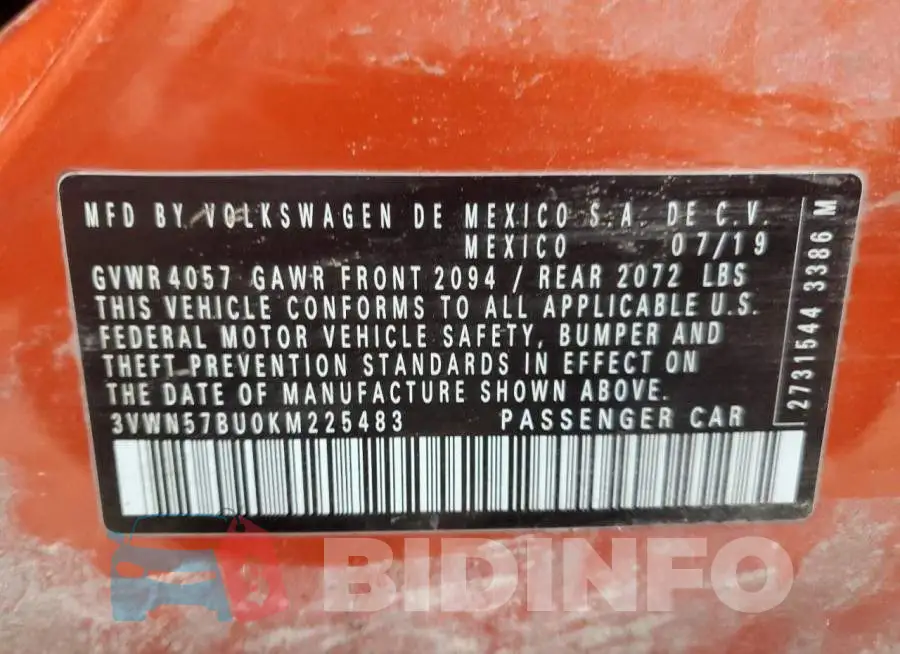 3VWN57BU0KM225483 Photo# 13