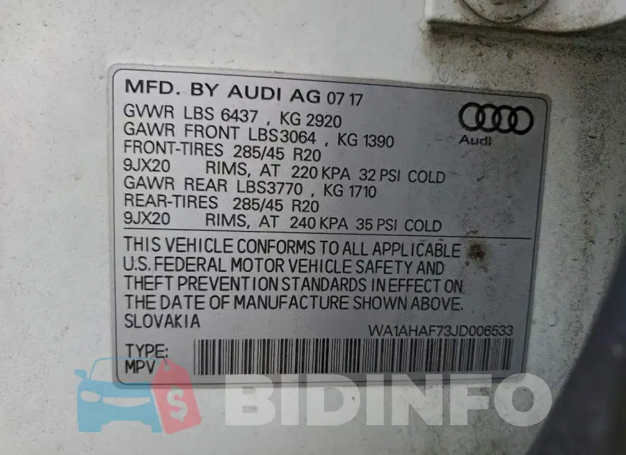 WA1AHAF73JD006533 Photo# 13