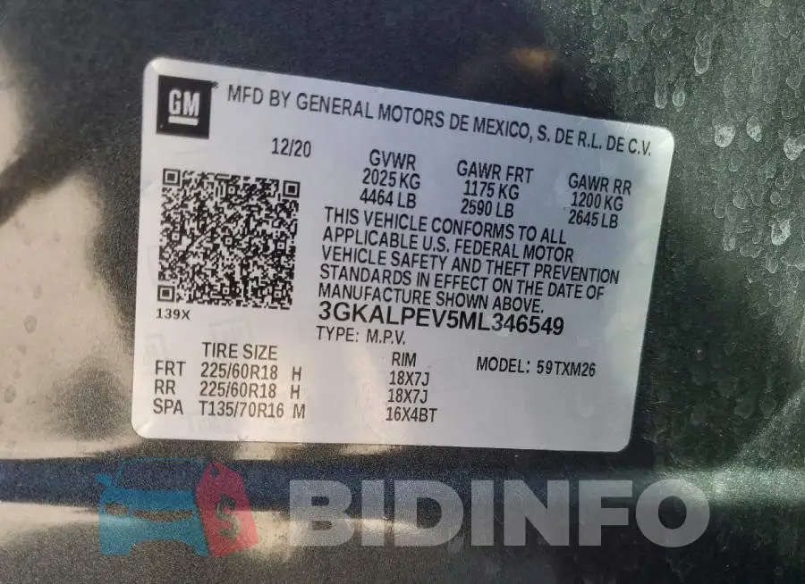 3GKALPEV5ML346549 Photo# 14