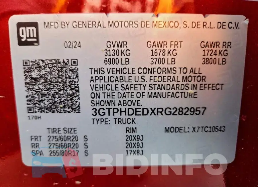 3GTPHDEDXRG282957 Photo# 13