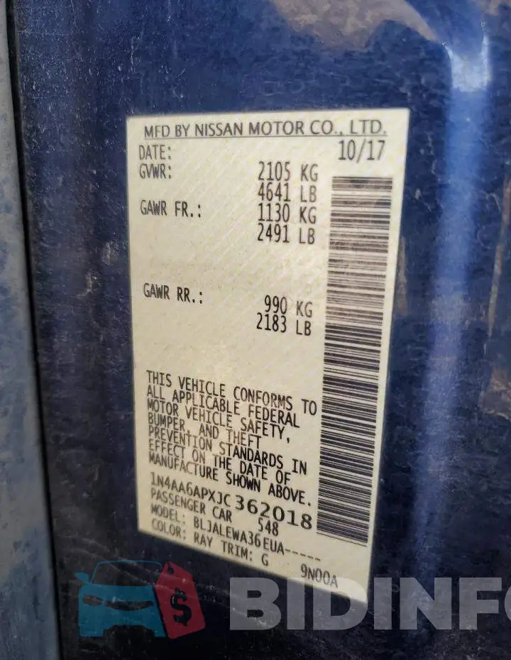 1N4AA6APXJC362018 Photo# 12