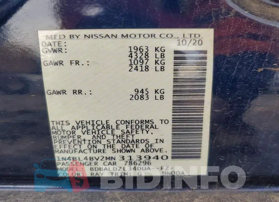 1N4BL4BV2MN313940 Photo# 12