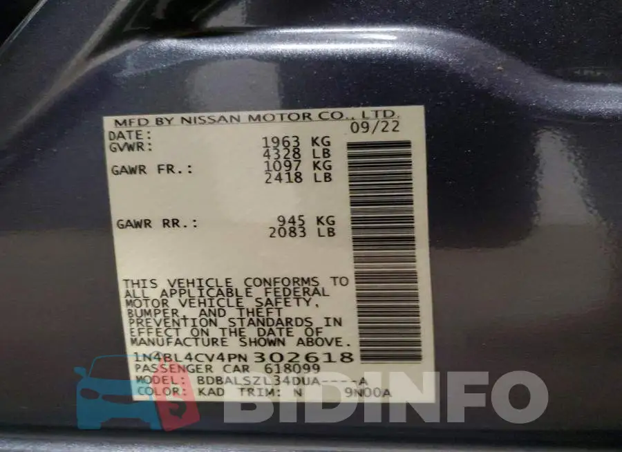 1N4BL4CV4PN302618 Photo# 13