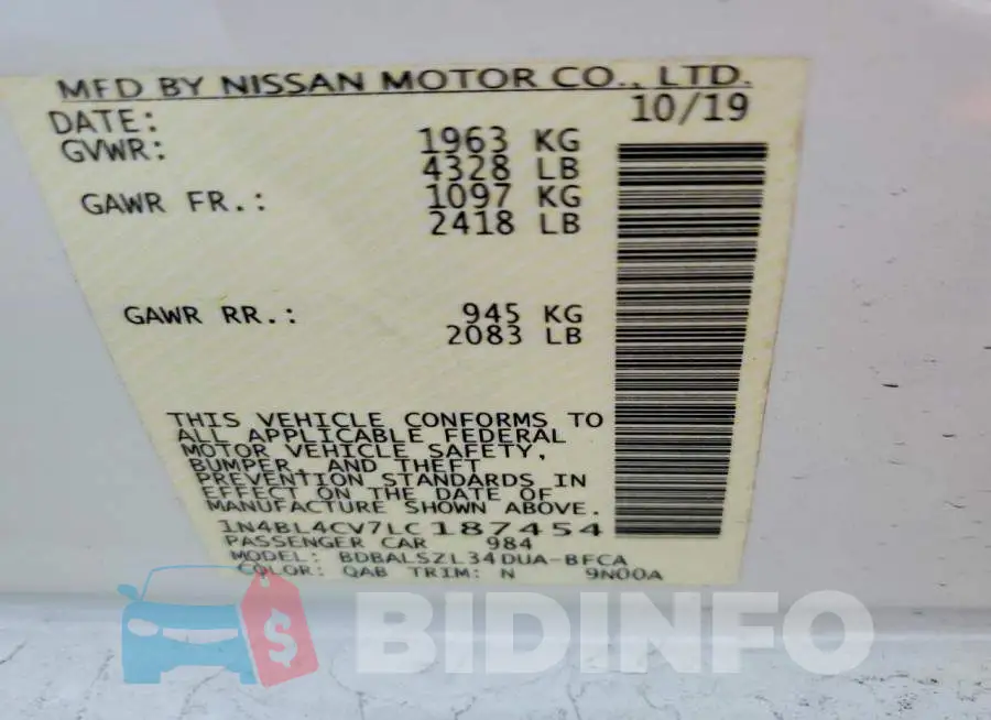 1N4BL4CV7LC187454 Photo# 12