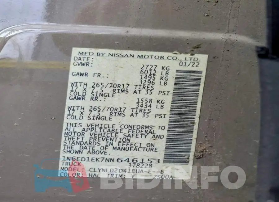 1N6ED1EK7NN646153 Photo# 12