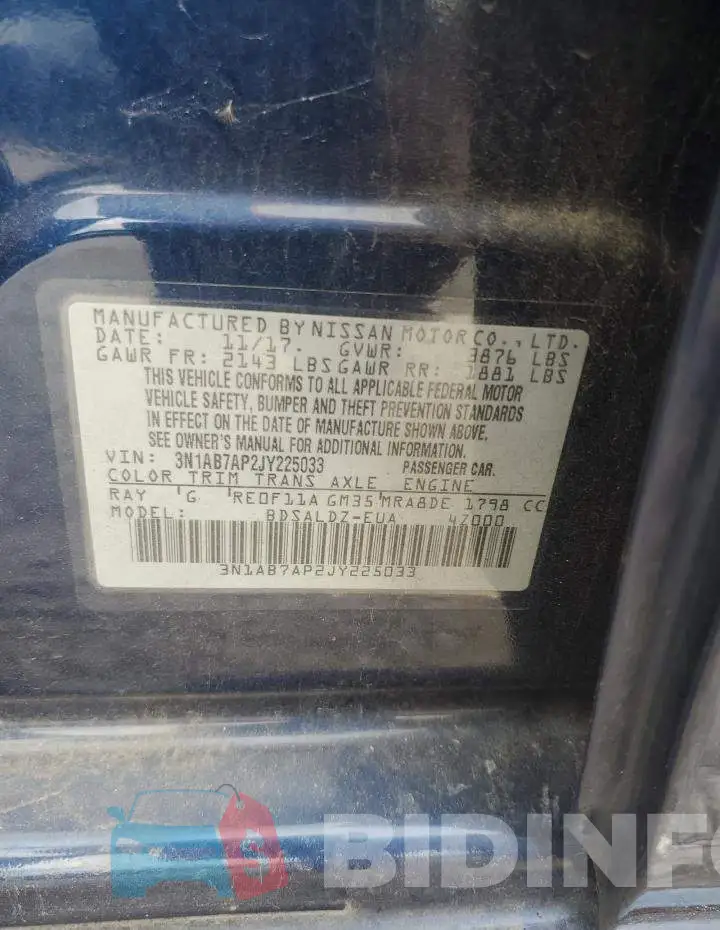 3N1AB7AP2JY225033 Photo# 12