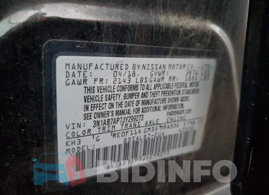 3N1AB7AP7JY299273 Photo# 12
