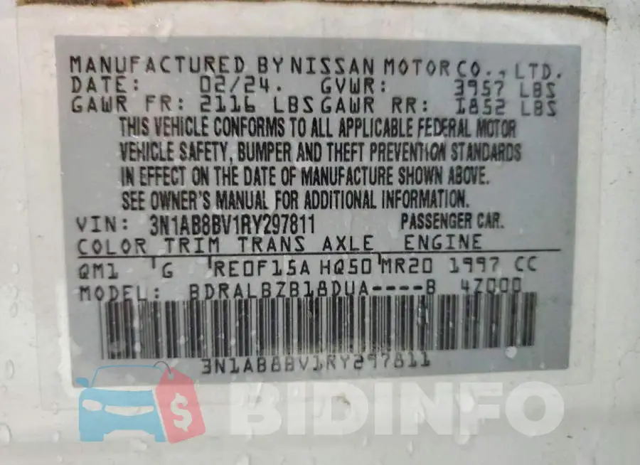 3N1AB8BV1RY297811 Photo# 12