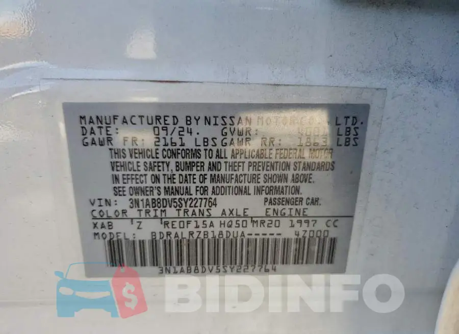 3N1AB8DV5SY227764 Photo# 13