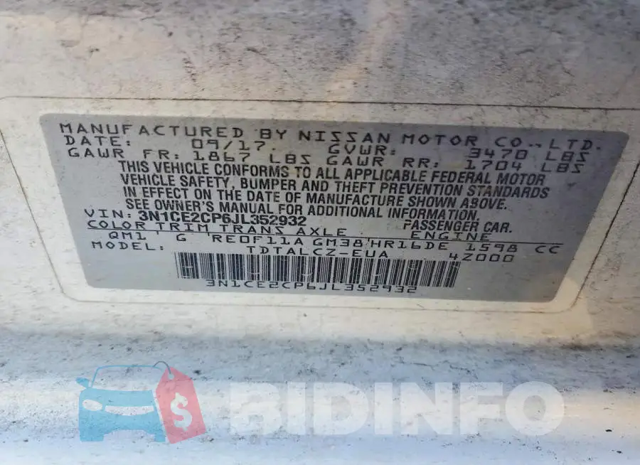 3N1CE2CP6JL352932 Photo# 12