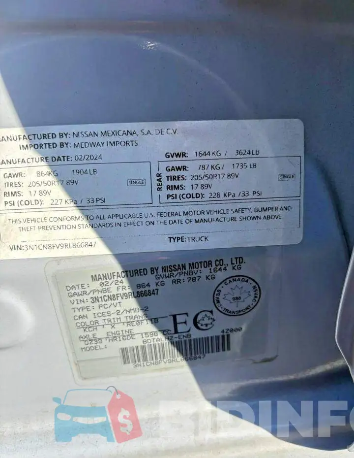 3N1CN8FV9RL866847 Photo# 14