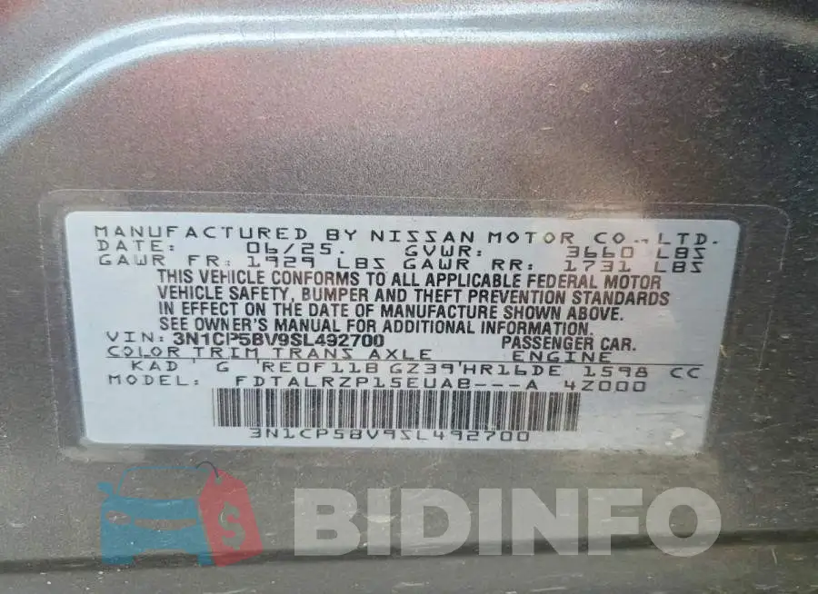 3N1CP5BV9SL492700 Photo# 11