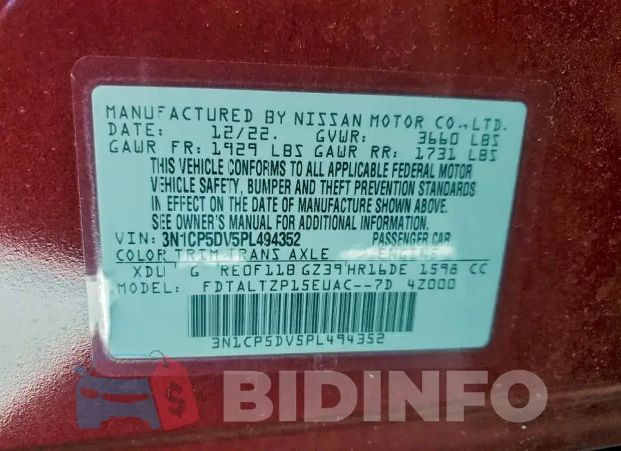 3N1CP5DV5PL494352 Photo# 14