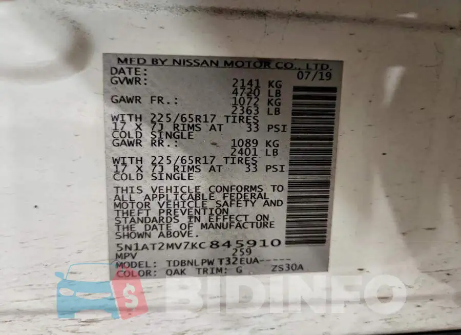 5N1AT2MV7KC845910 Photo# 13