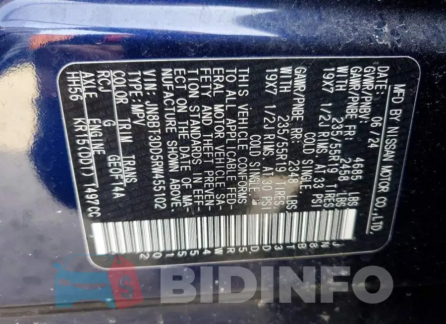 JN8BT3DD5RW455102 Photo# 12