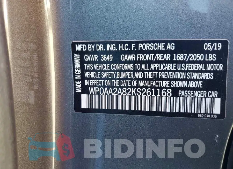 WP0AA2A82KS261168 Photo# 12