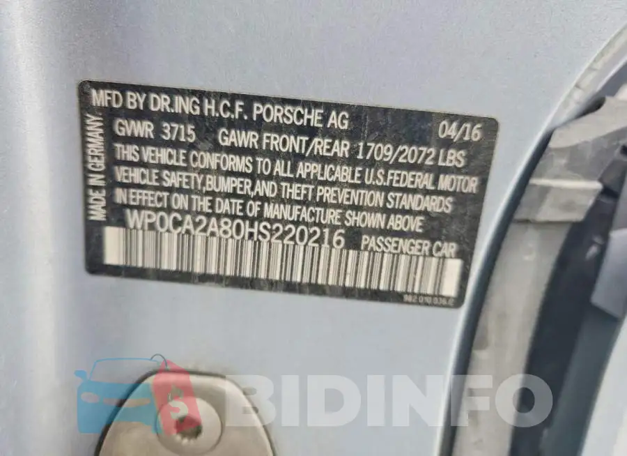WP0CA2A80HS220216 Photo# 13