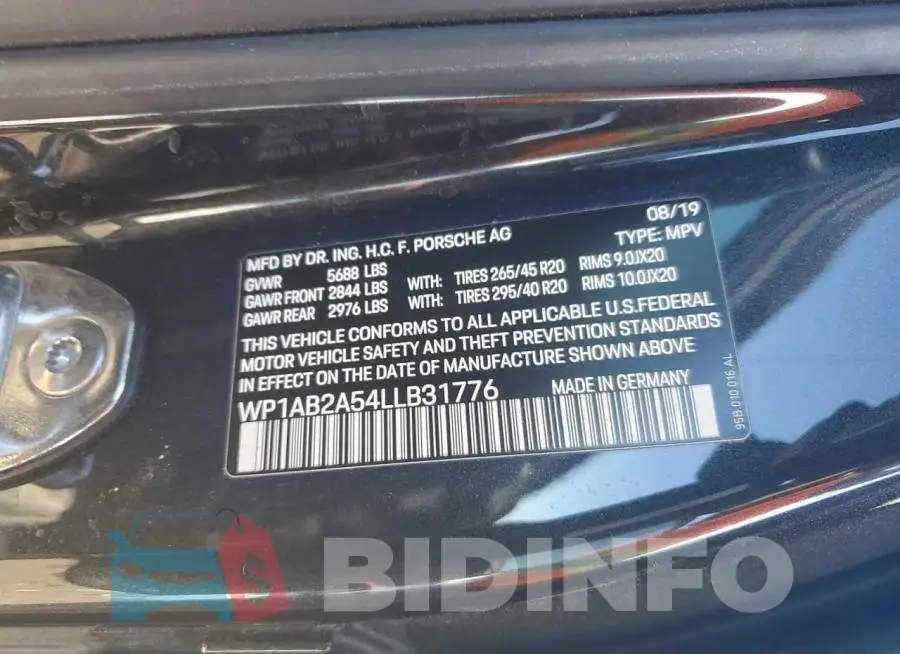 WP1AB2A54LLB31776 Photo# 14