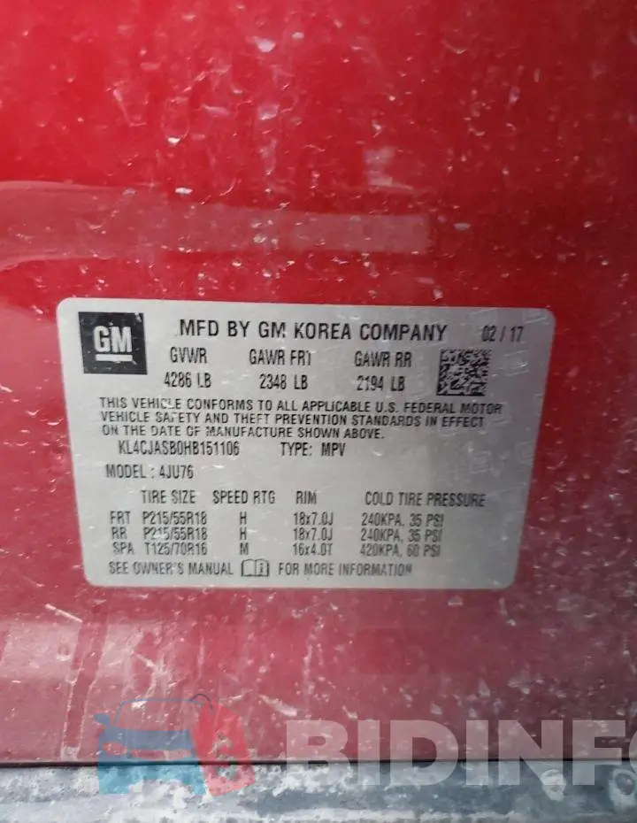 KL4CJASB0HB151106 Photo# 13