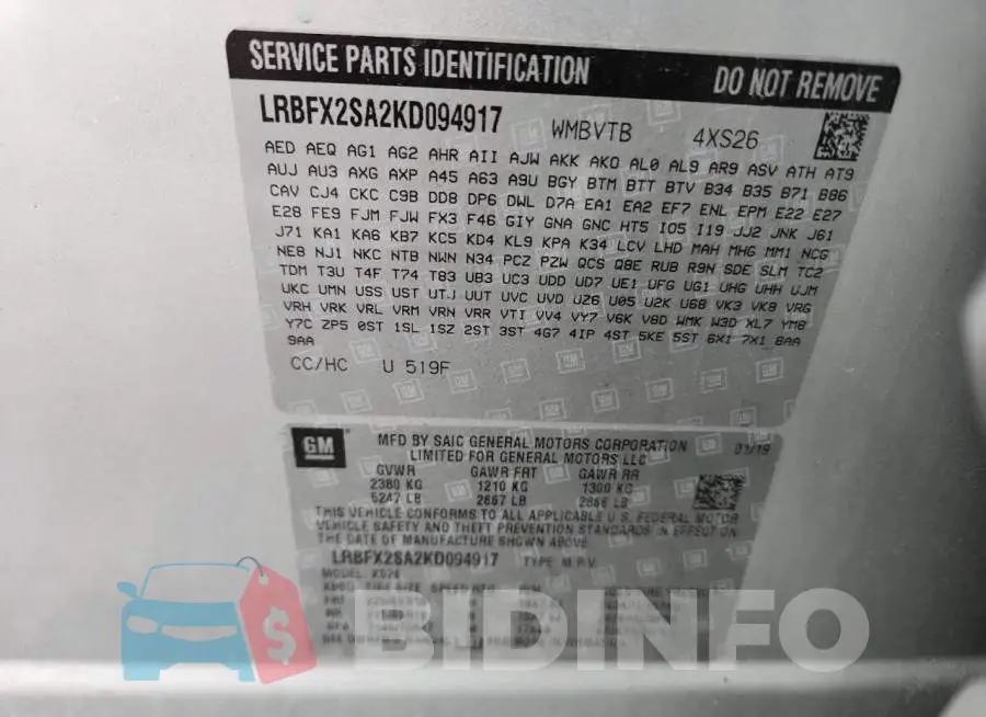 LRBFX2SA2KD094917 Photo# 13