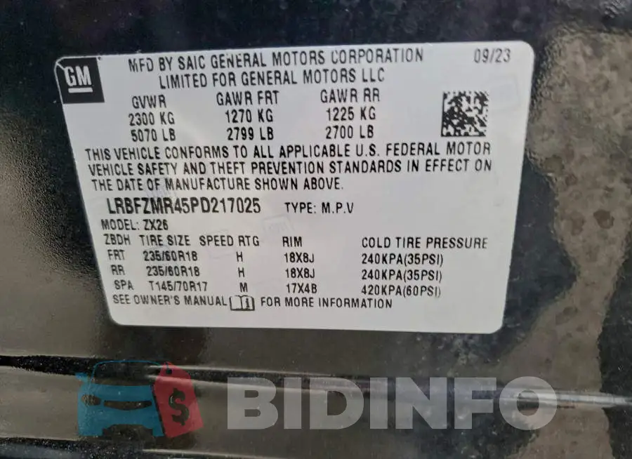 LRBFZMR45PD217025 Photo# 12