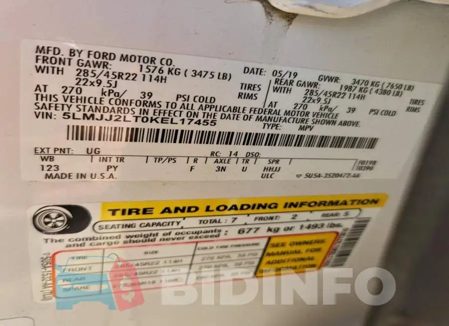 5LMJJ2LT0KEL17455 Photo# 14