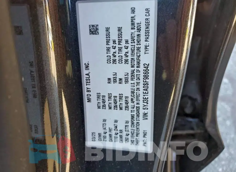 5YJ3E1EA0SF986642 Photo# 12