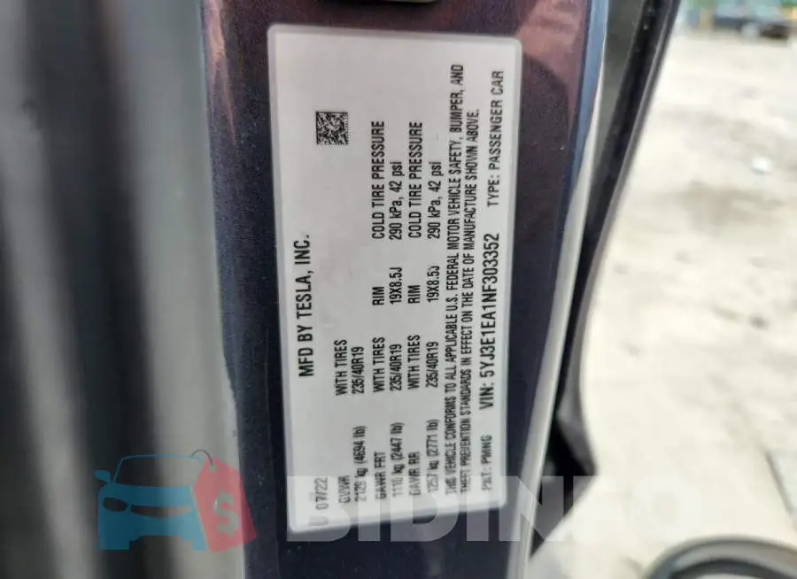 5YJ3E1EA1NF303352 Photo# 12