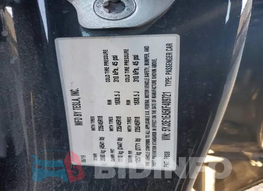 5YJ3E1EA5KF409721 Photo# 12