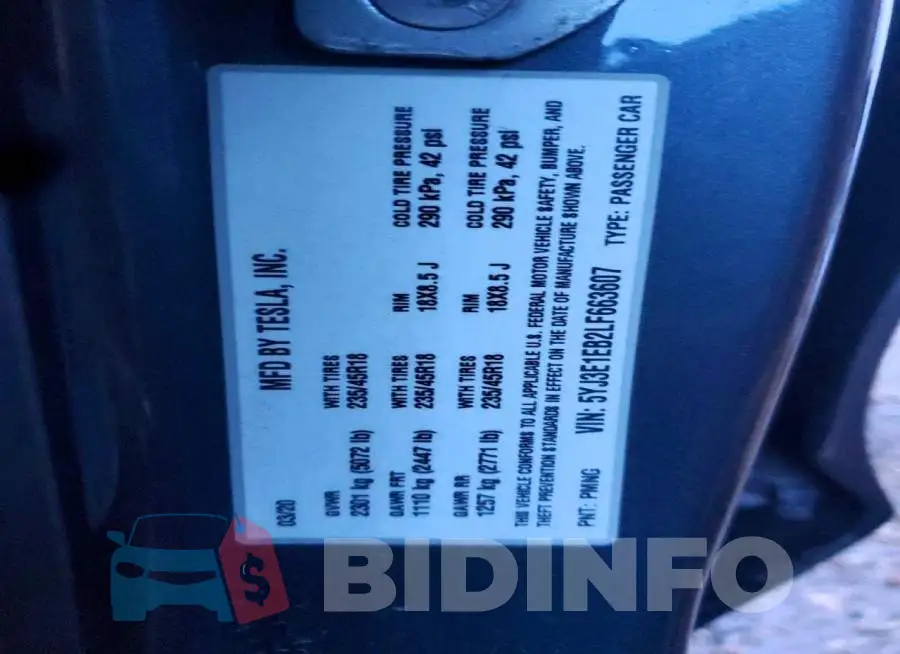 5YJ3E1EB2LF663607 Photo# 13