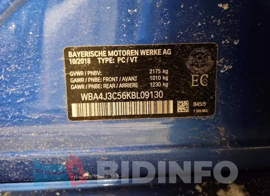 WBA4J3C56KBL09130 Photo# 12