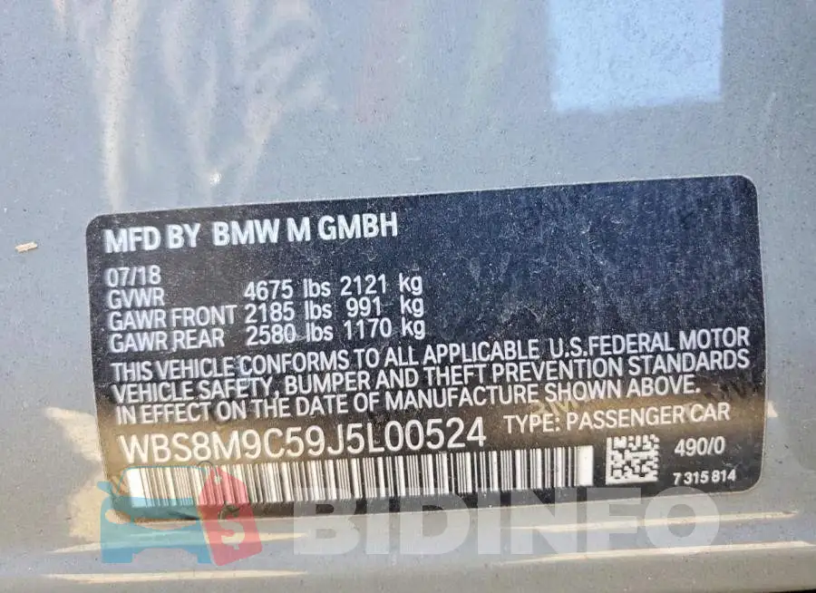 WBS8M9C59J5L00524 Photo# 12