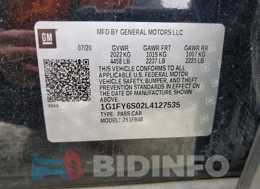 1G1FY6S02L4127535 Photo# 12