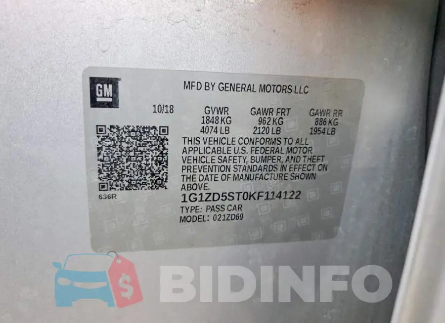 1G1ZD5ST0KF114122 Photo# 13