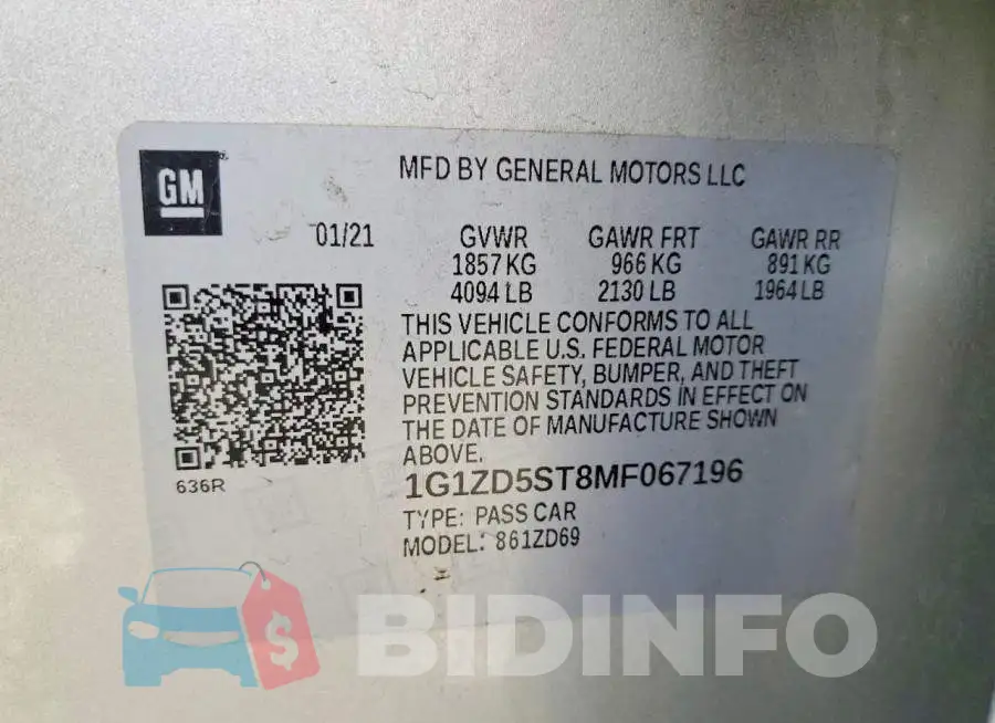 1G1ZD5ST8MF067196 Photo# 12