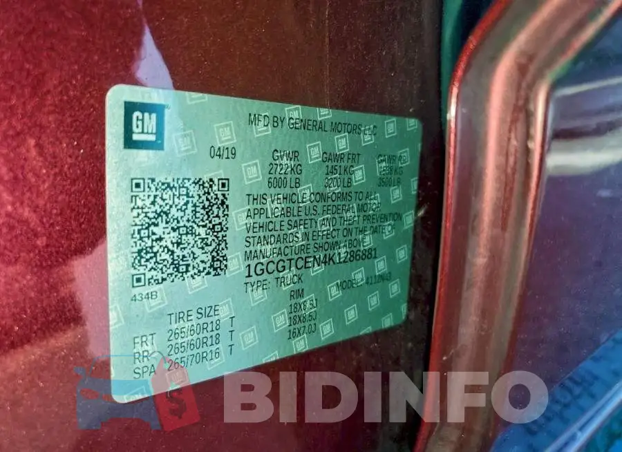 1GCGTCEN4K1286881 Photo# 12