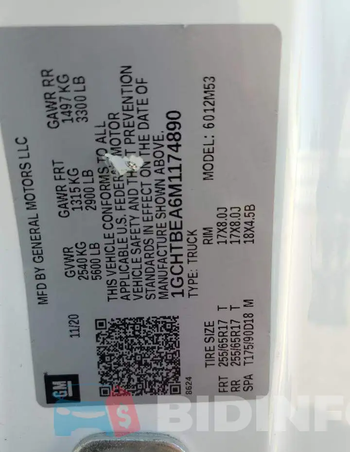 1GCHTBEA6M1174890 Photo# 13