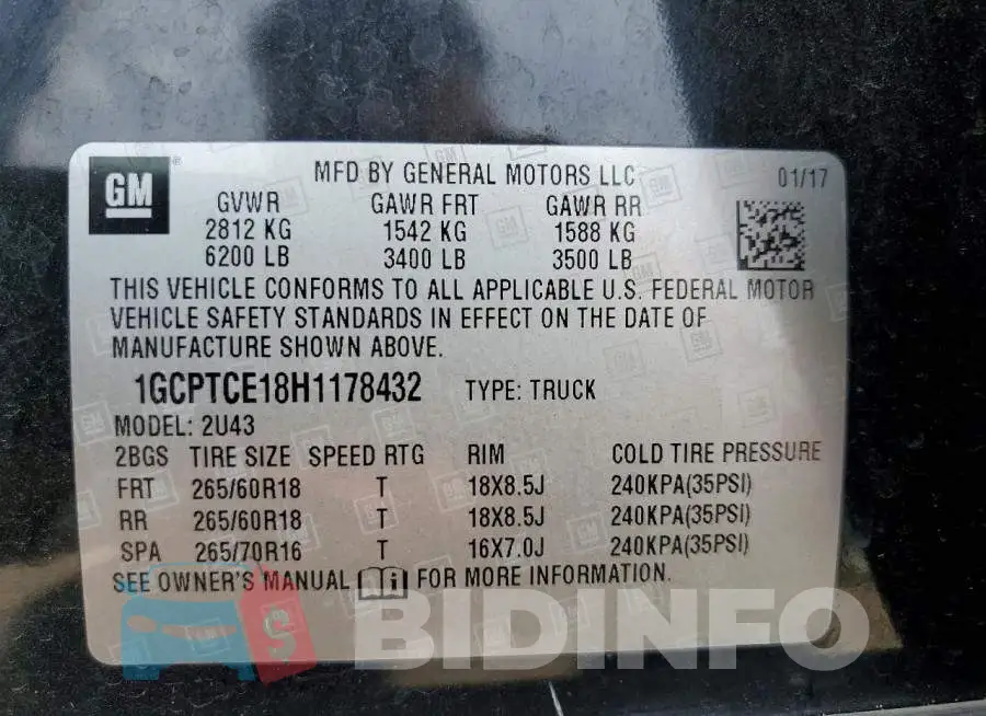 1GCPTCE18H1178432 Photo# 12