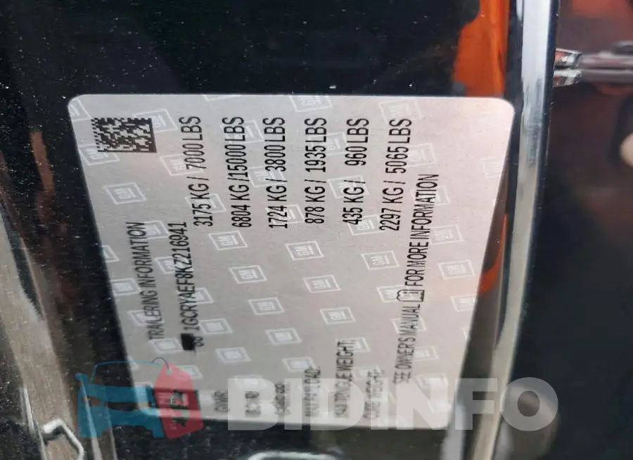 1GCRYAEF8KZ216941 Photo# 12